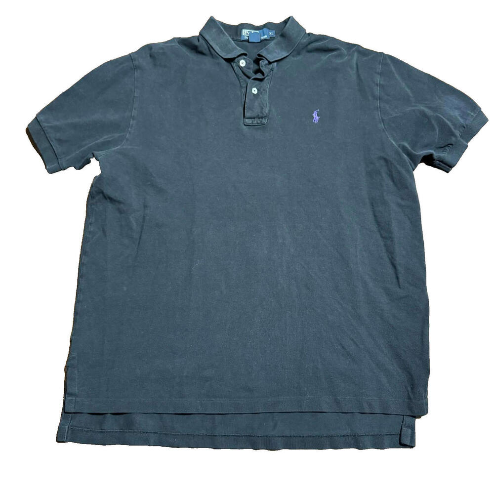 VTG Polo Ralph Lauren Polo Shirt Mens XL Black Classic Fit Pony Logo Preppy